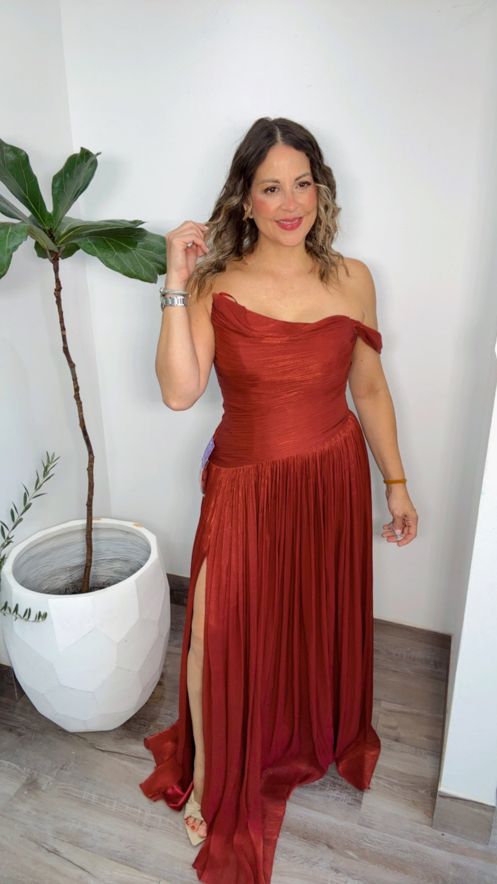 Burgundy Asymmetric Draping Sculpted Dress