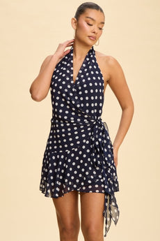 Navy Polka Dot Dress
