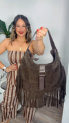 Chocolate Leather Fringe Bags