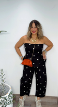 Black Polka Dot Strapless Peplum Pants Set