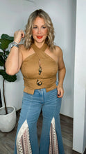 Cross Neck Camel Corset Top