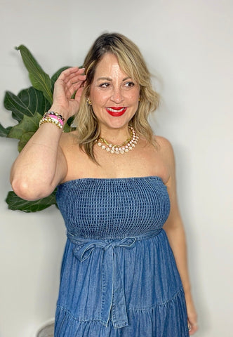TOVA Matte Pink Gold Chain Necklace