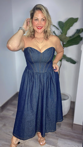 Dark Denim Midi Dress