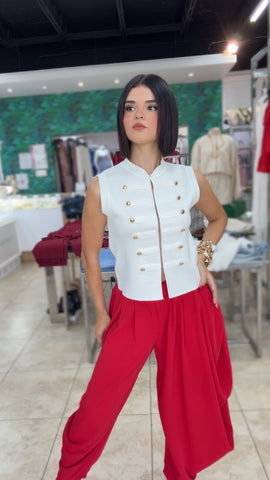 Ivory Tailored Gold Vest