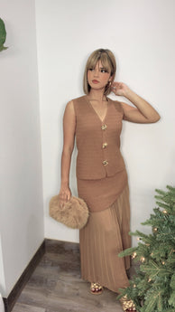 Latte Muse Vest & Skirt Set