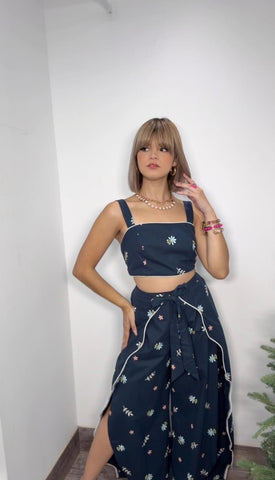 NAVY FLORAL TOP & PANT SET