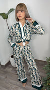 Gracia Hunter Green Print Pant