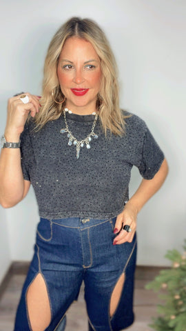 Wash Noir Crop Shirt