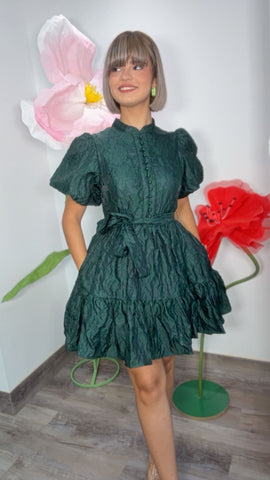 Emerald Bloom Mini Dress