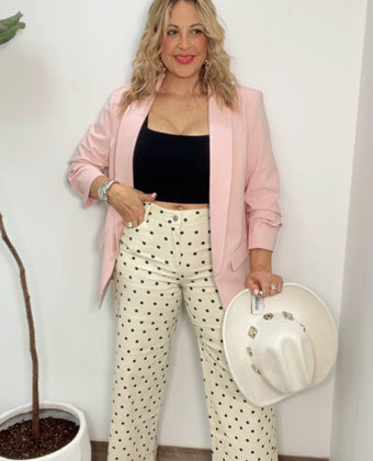 Polka Dot  Ivory Denim Pants