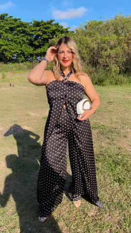 Polka Dot Satin Jumpsuit