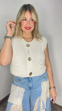 Crochet White Button Vest