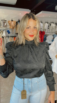 Black Satin Elegant Blouse