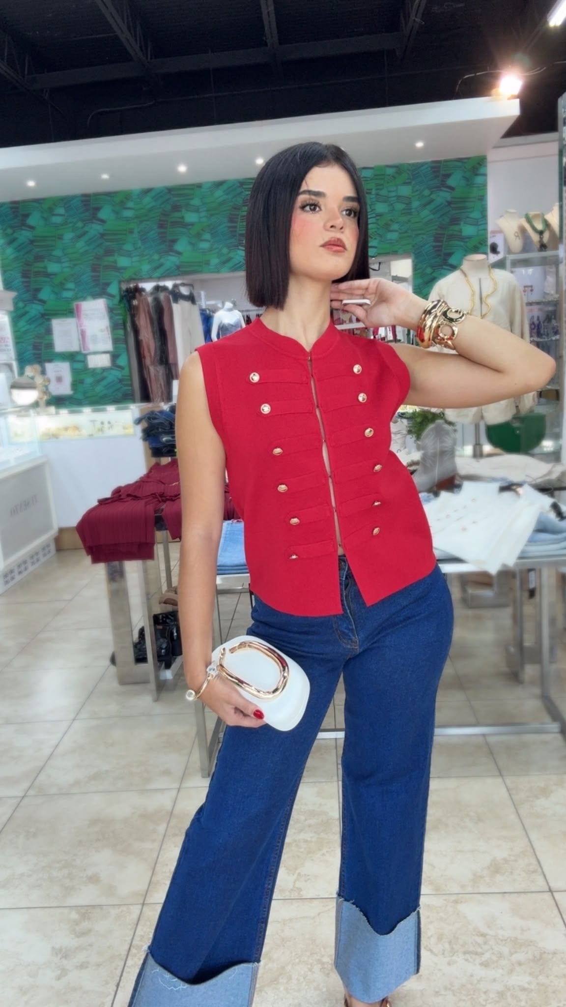 Red Wine Tailored Gold Vest