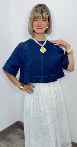 Tied Back Denim Top