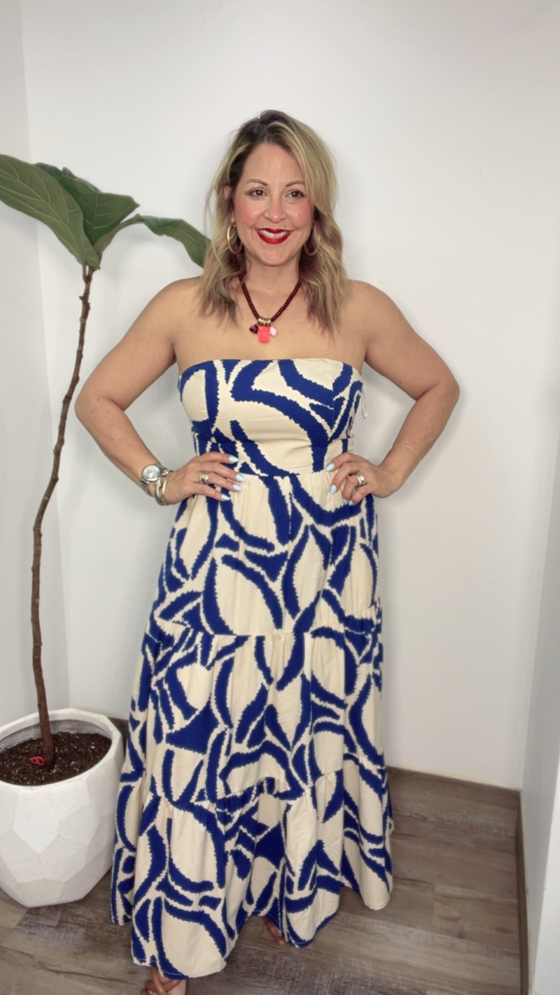 Santorini Flow Strapless Maxi Dress