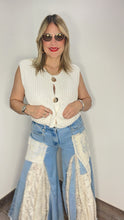 Crochet White Button Vest