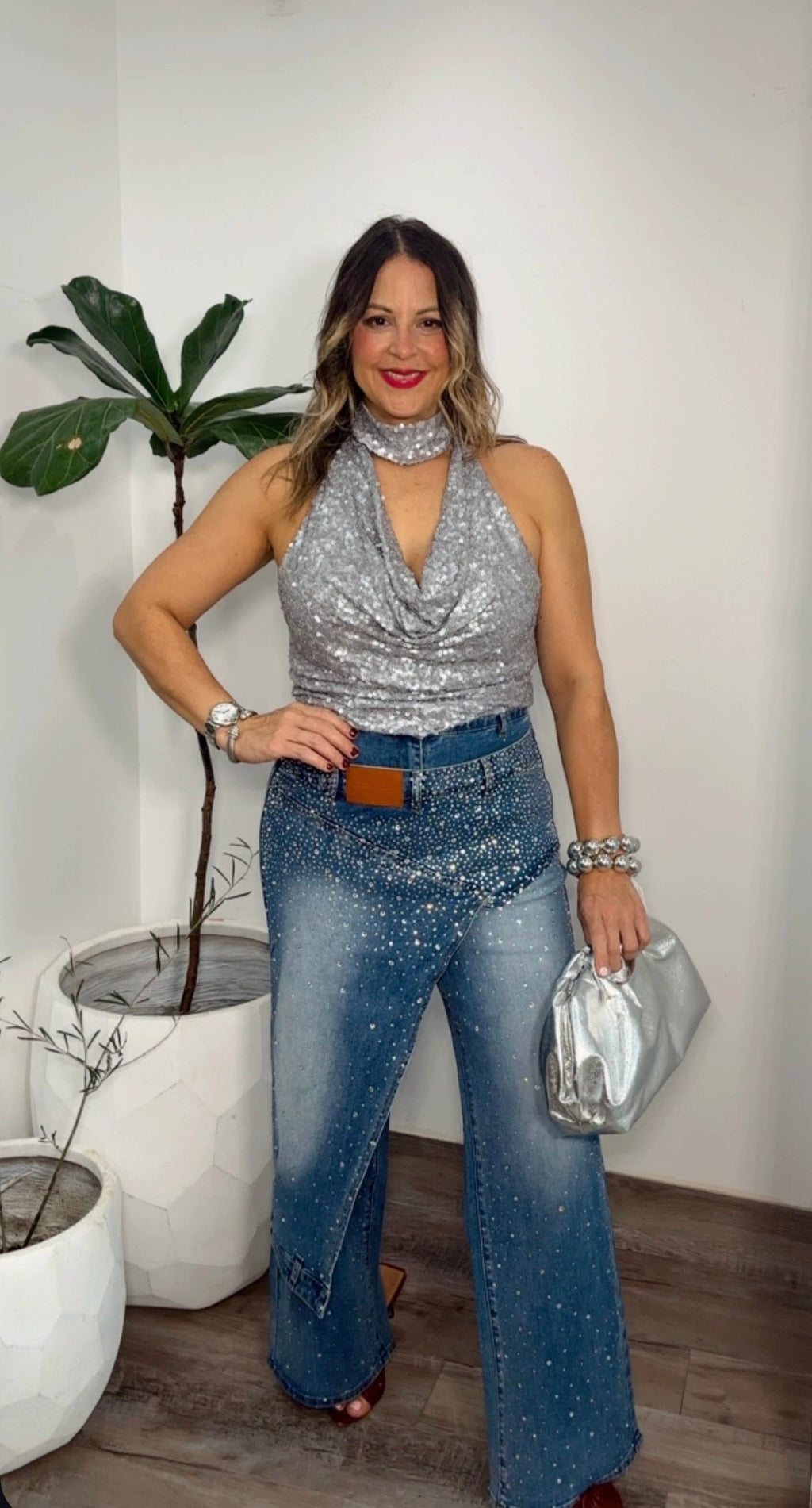 Midnight Crystal Wide Leg Denim