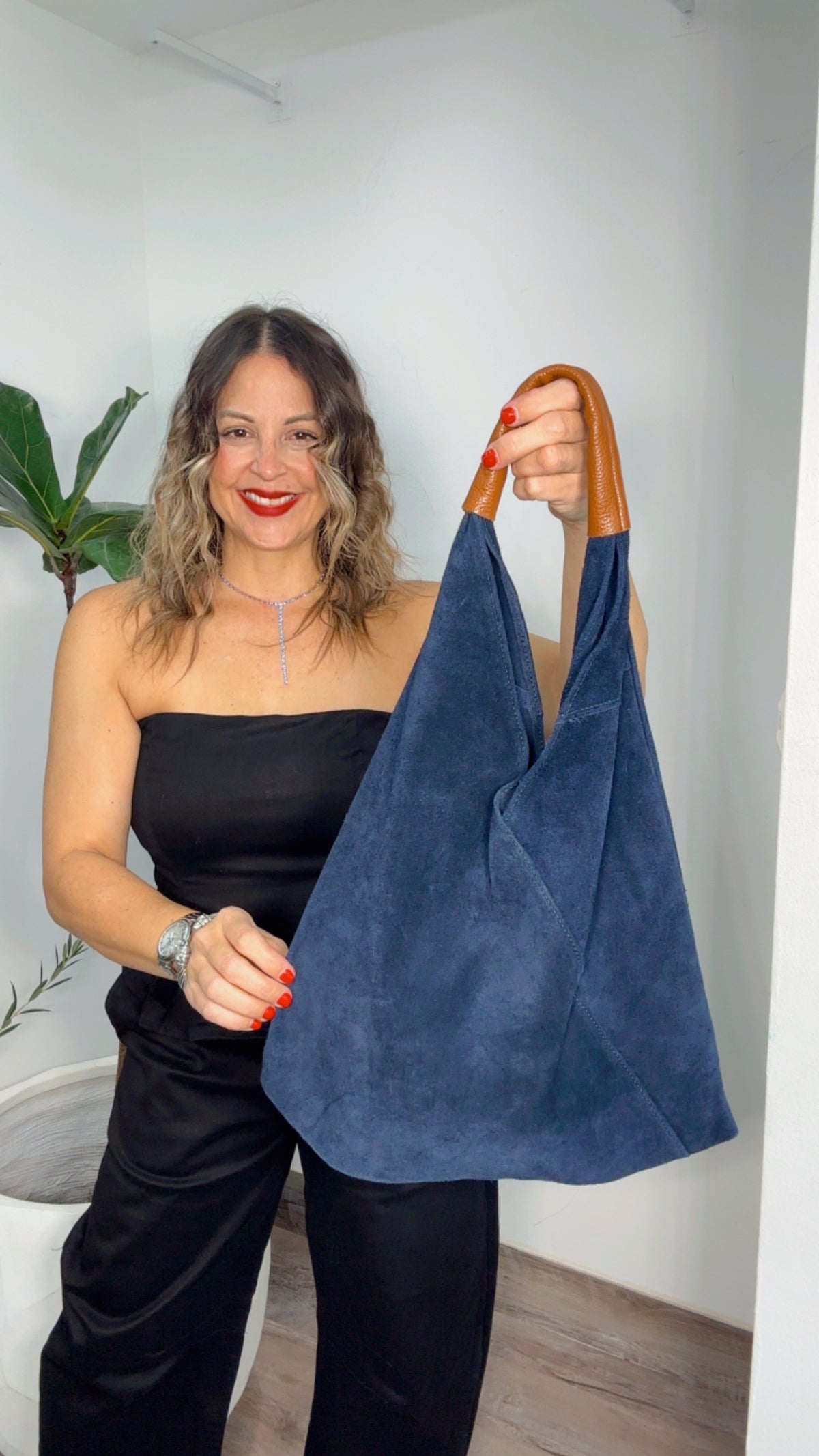 Navy Leather Italy Bag