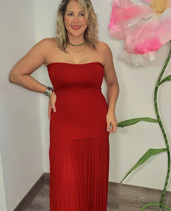 Merlot Strapless Maxi Dress