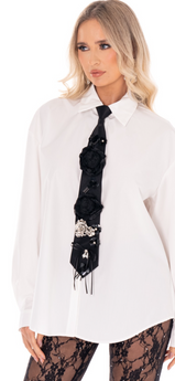 White Statement Tie Shirt