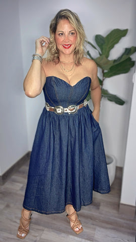 Dark Denim Midi Dress