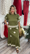 Olive Embroidered Floral Set