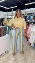 Yellow & Blue Stripe Wide Leg Pants