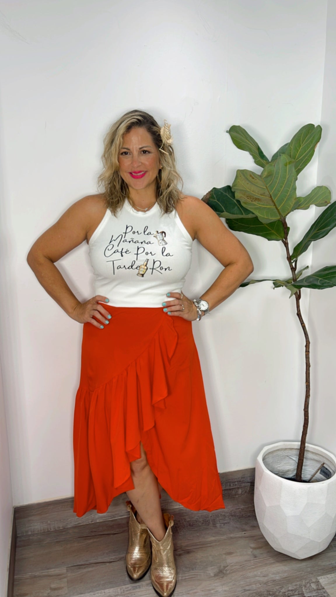 Por La Mañana Café Por La Tarde Ron White Tank Top