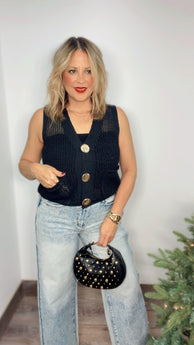 Crochet Black Vest