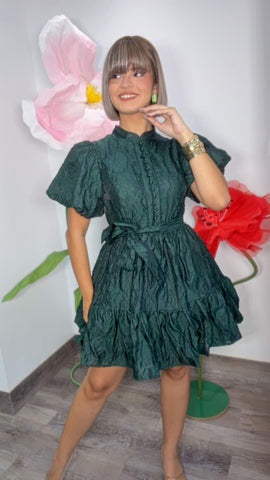 Emerald Bloom Mini Dress
