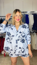 Blue & Blue Floral Top & Short Pant Set
