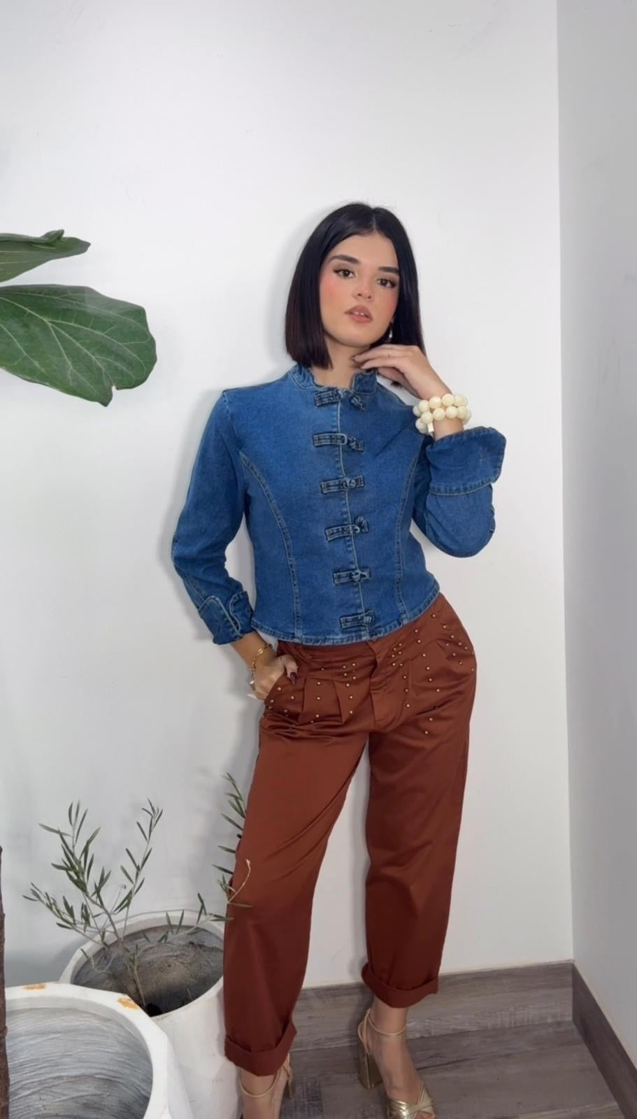 Mandarín Denim Strech Jacket