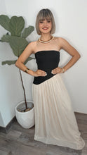 Black & Nude Two Tone Maxi-Dress