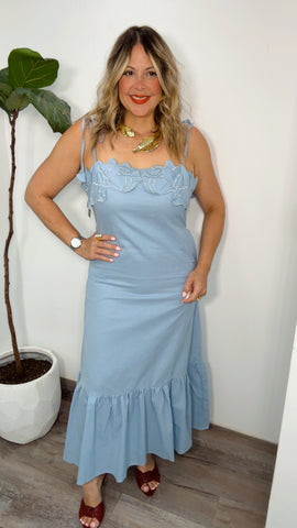 Blue Petal Midi Dress