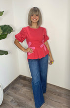 Pink Flowers Red Top