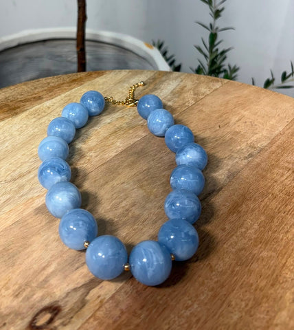 Azure Pearl Statement Necklace