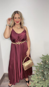 Satin Burgundy Dress