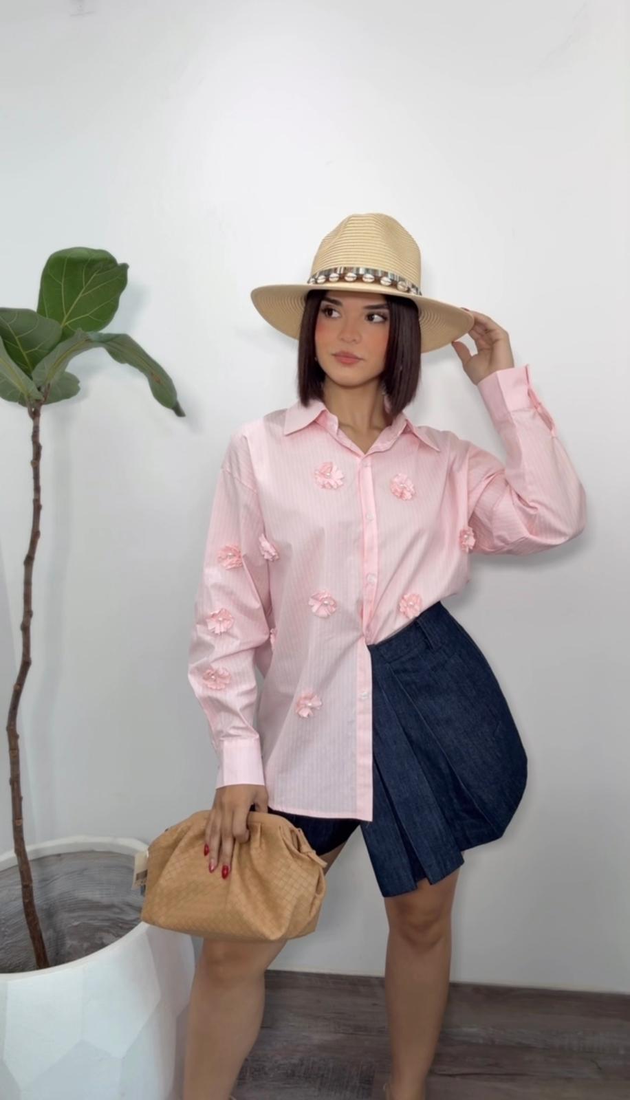 Pink Bloom Stripes Shirt