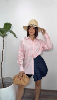 Pink Bloom Stripes Shirt