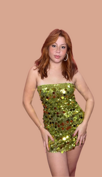 Green Sequin Top & Mini Skirt Set