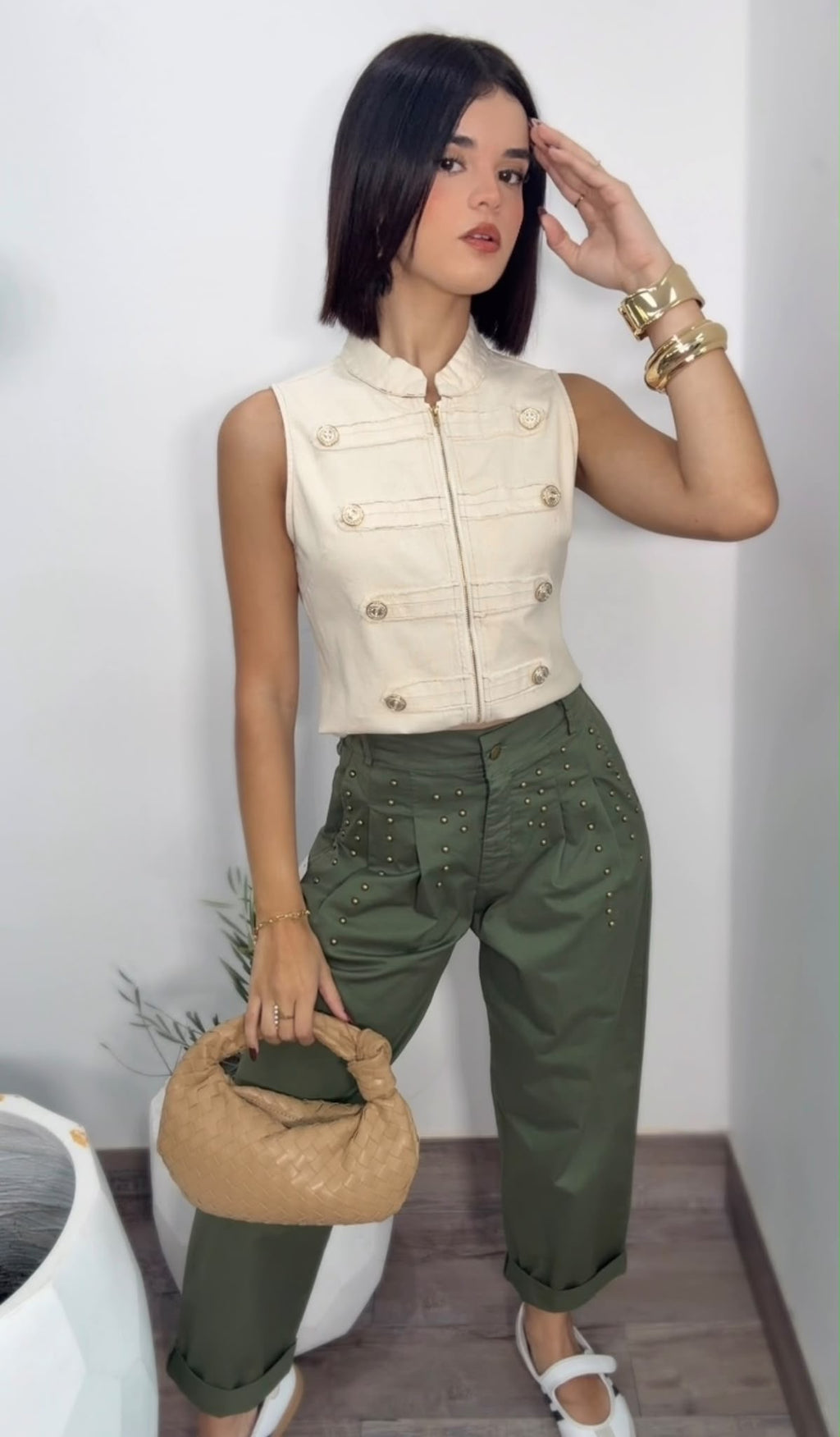Olive Barrel Pants Italy