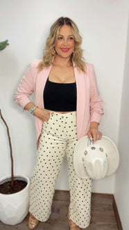 Polka Dot  Ivory Denim Pants