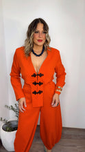 Red Orange Pinstripe Frog Closure Pant Set