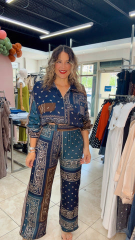 Navy /Brown  European Satin Set
