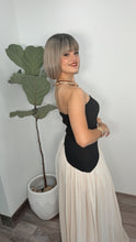 Black & Nude Two Tone Maxi-Dress