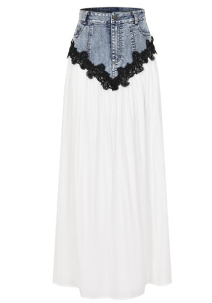 Runway Contrast Denim Skirt Pre order