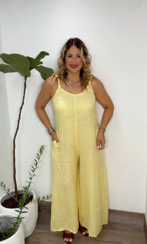 Italy Linen Jumpsuit (Yellow)