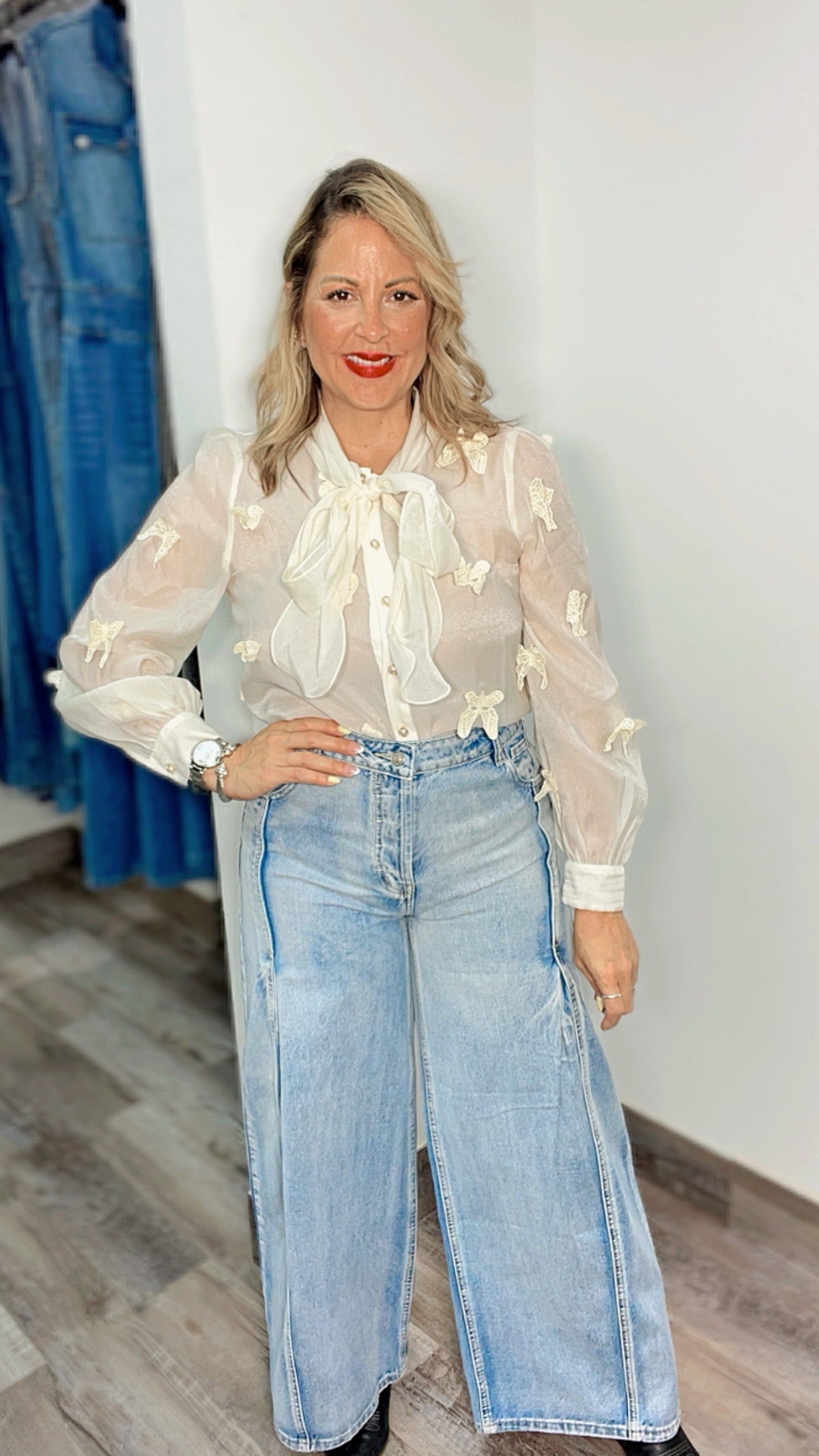 Terry Wide Denim Pants