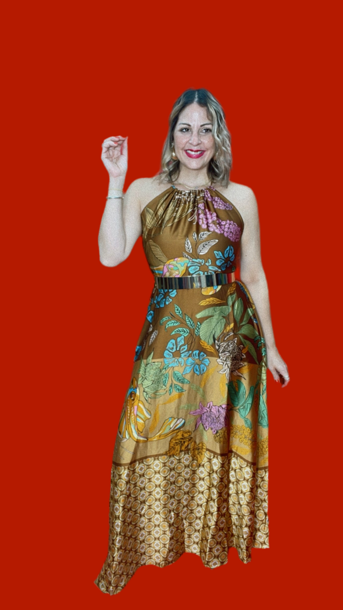 Mocha Mousse Floral Dress